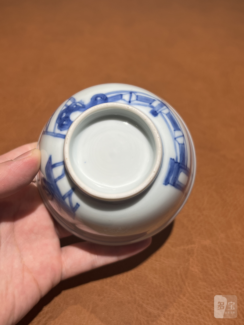 清 青花亭台楼阁纹碗 - 图7